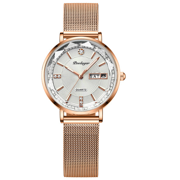 Women's Water-Resistant Quartz Watch with Dual Date