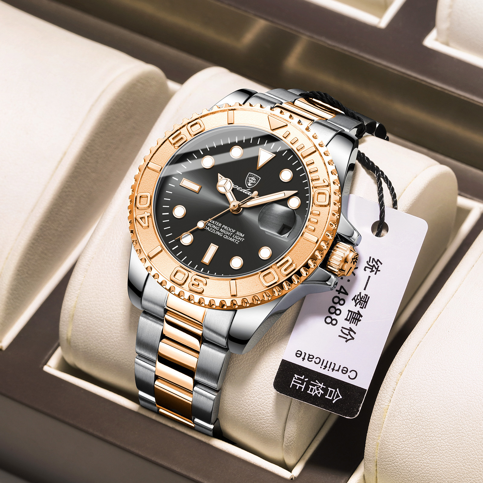 Men's Fashion Quartz Wristwatch with Luminous Hands
