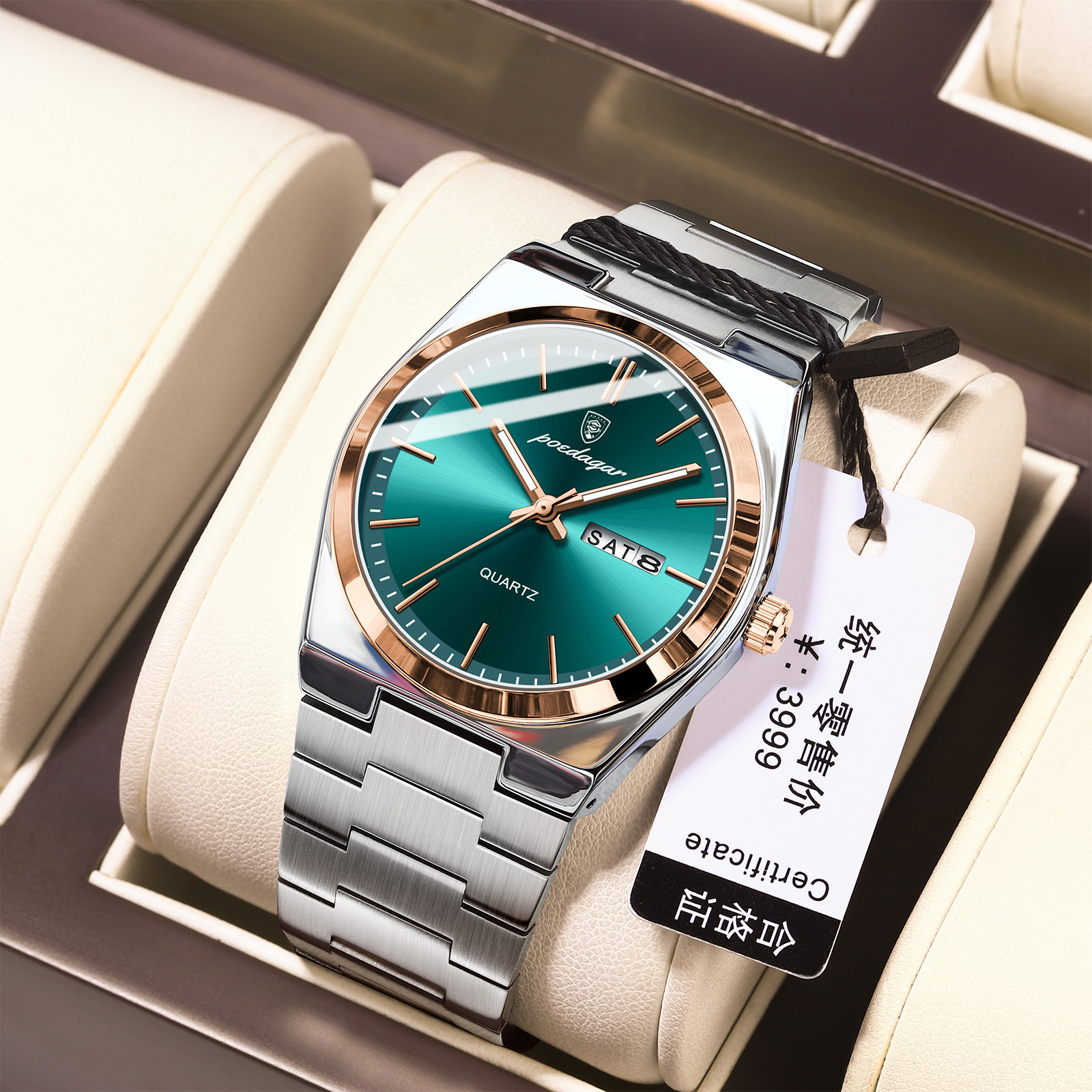 Slim Men's Quartz Watch with Luminous Hands