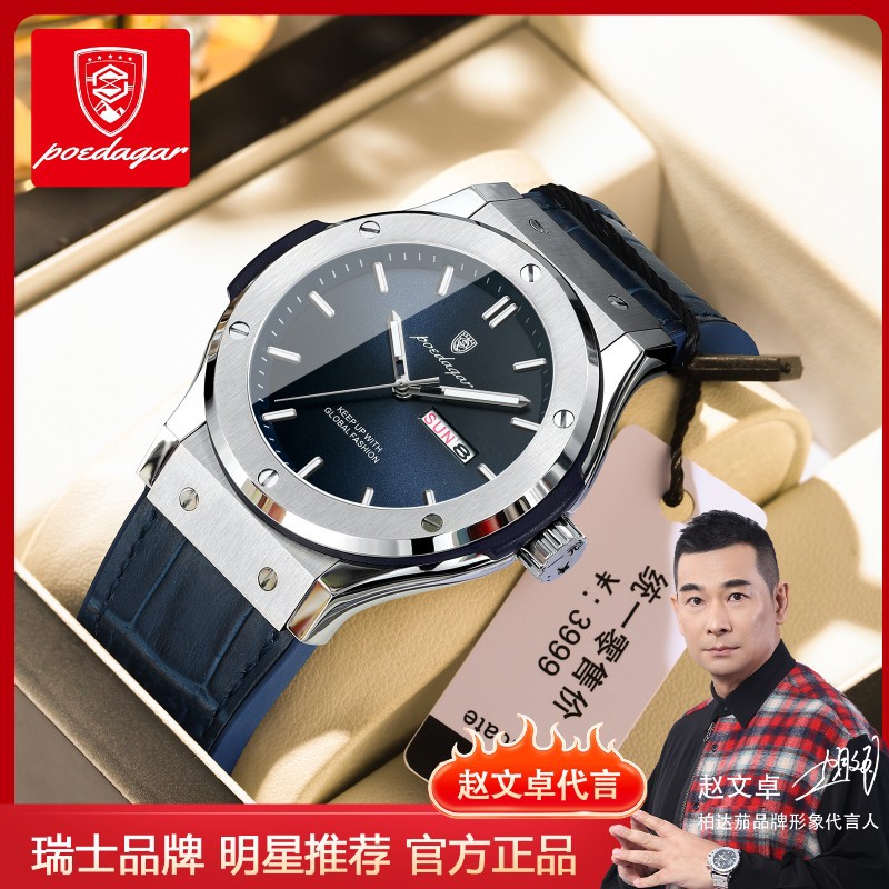 Men's Luxury Quartz Watch with Luminous Hands