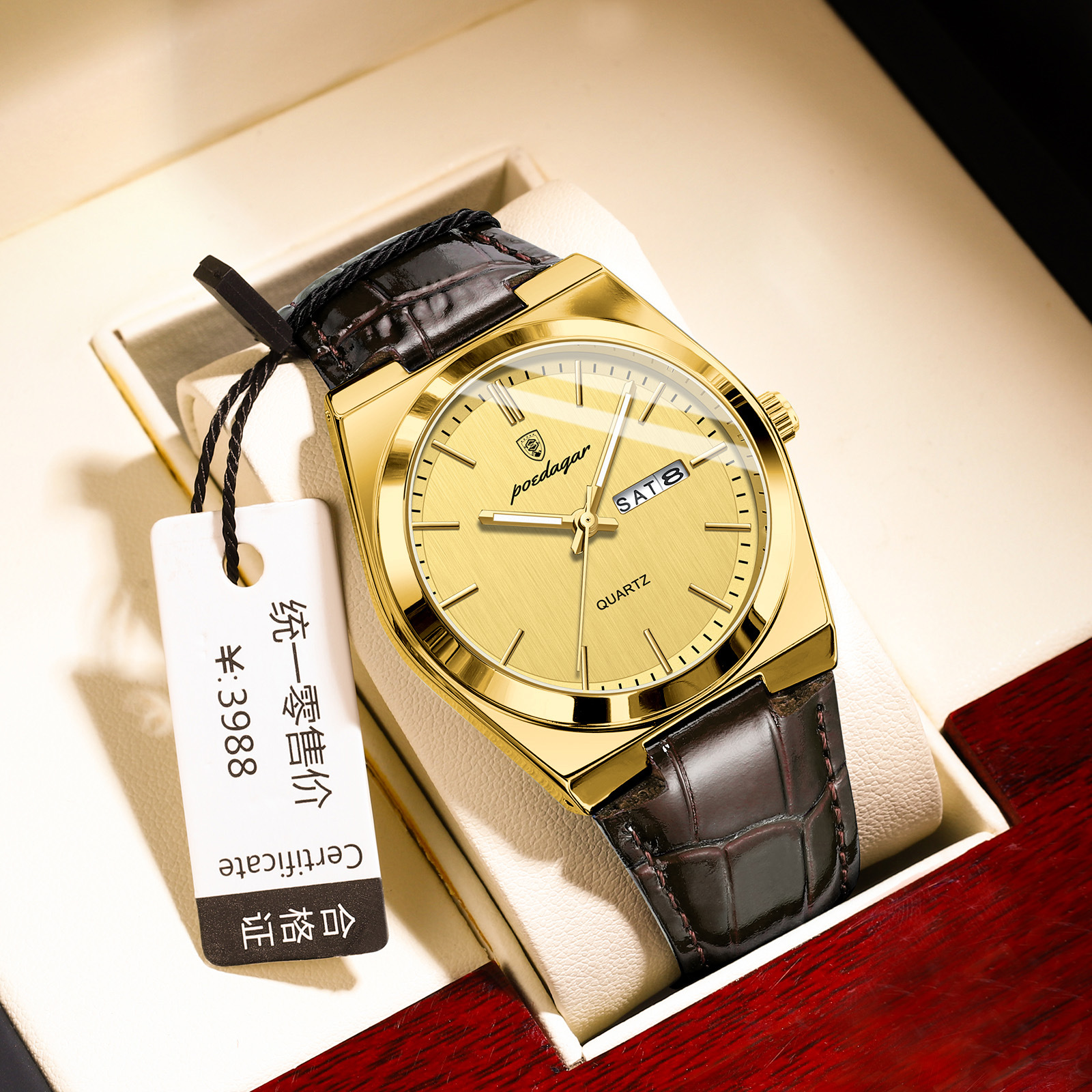 Slim Men's Water-Resistant Quartz Wristwatch