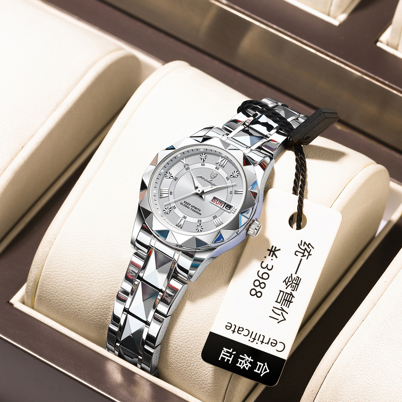 Women's Quartz Watch with Dual Date Display