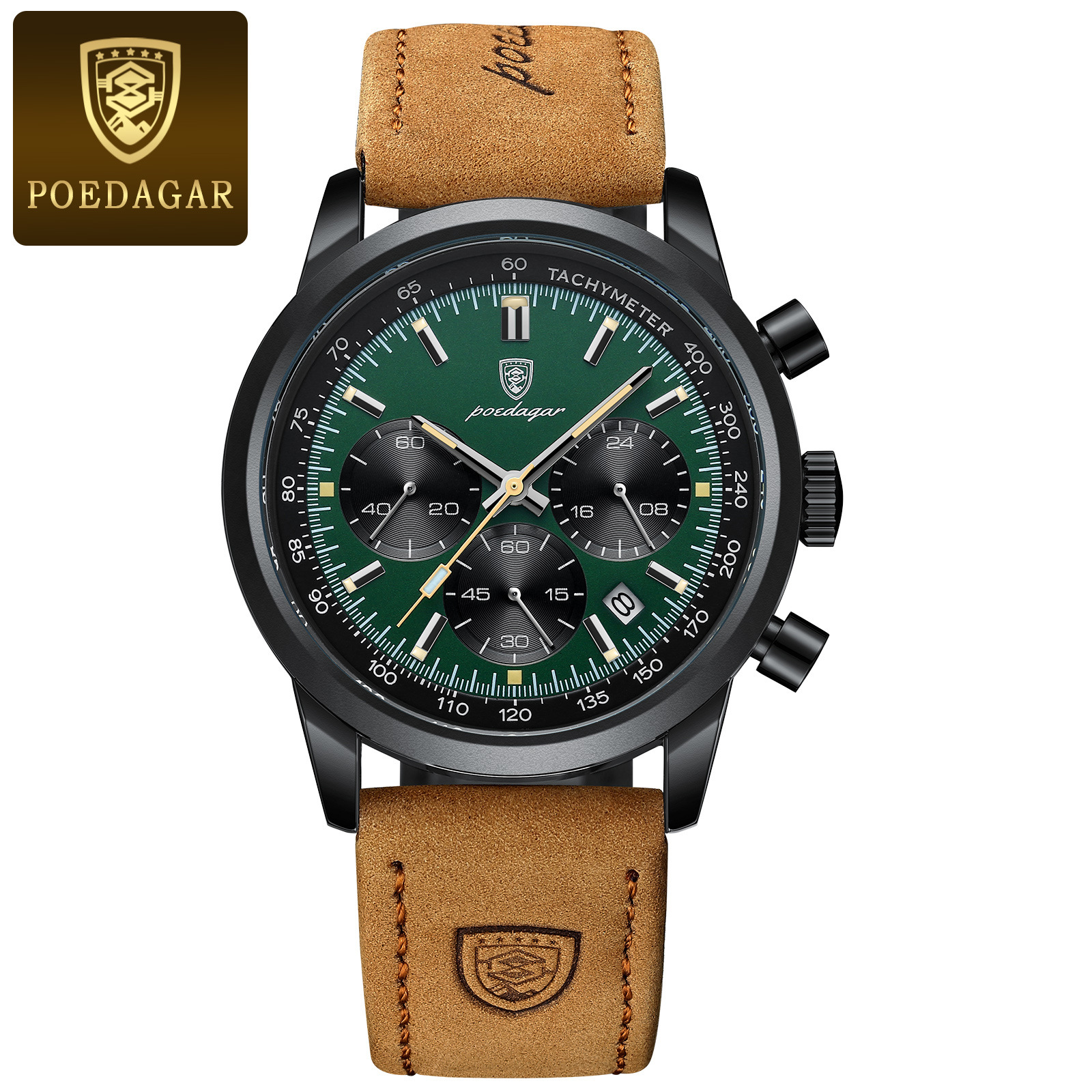 Men's Leather Strap Multifunction Quartz Watch