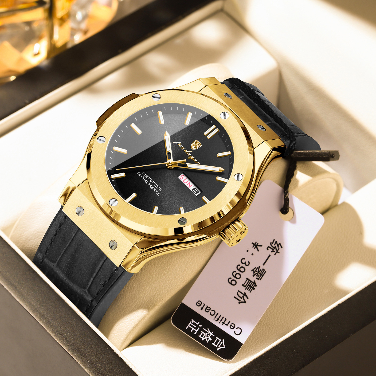 Men's Luxury Quartz Watch with Luminous Hands