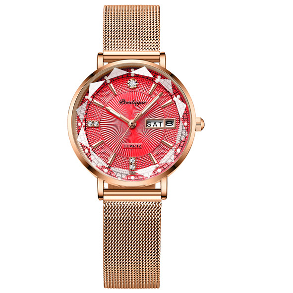 Women's Water-Resistant Quartz Watch with Dual Date
