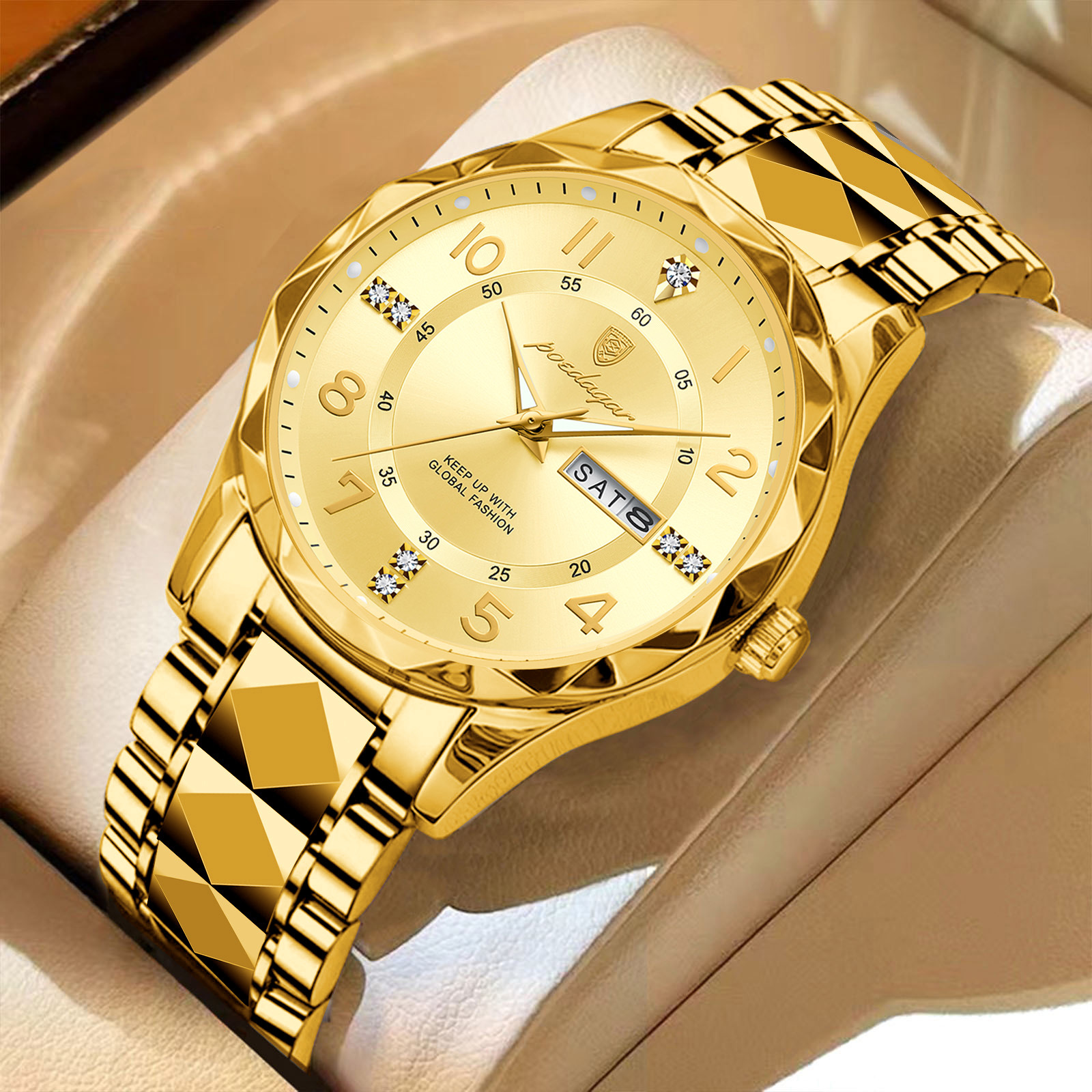 Luxury Men's Quartz Wristwatch with Luminous Details