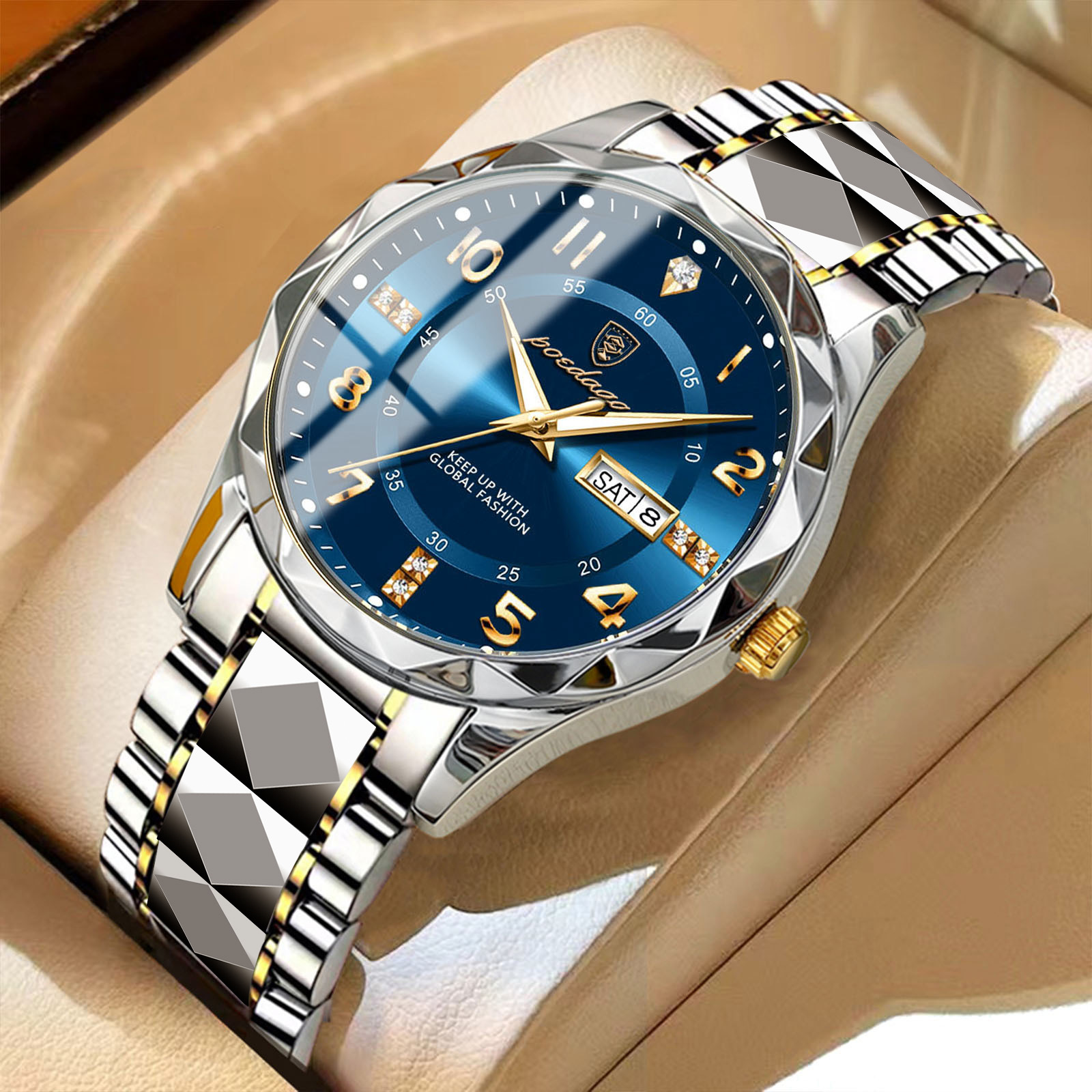 Luxury Men's Quartz Wristwatch with Luminous Details