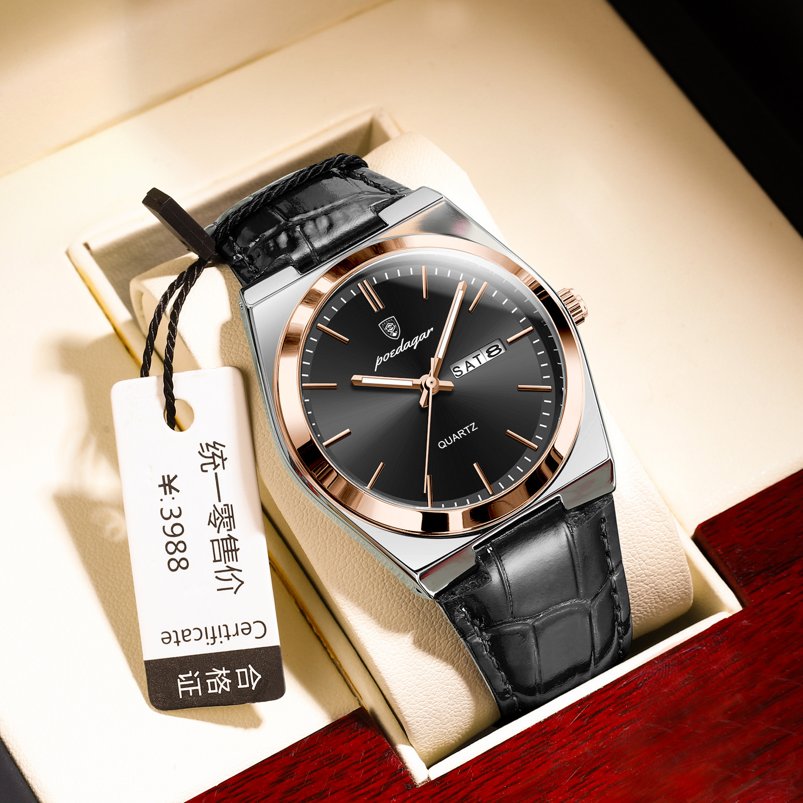 Slim Men's Water-Resistant Quartz Wristwatch