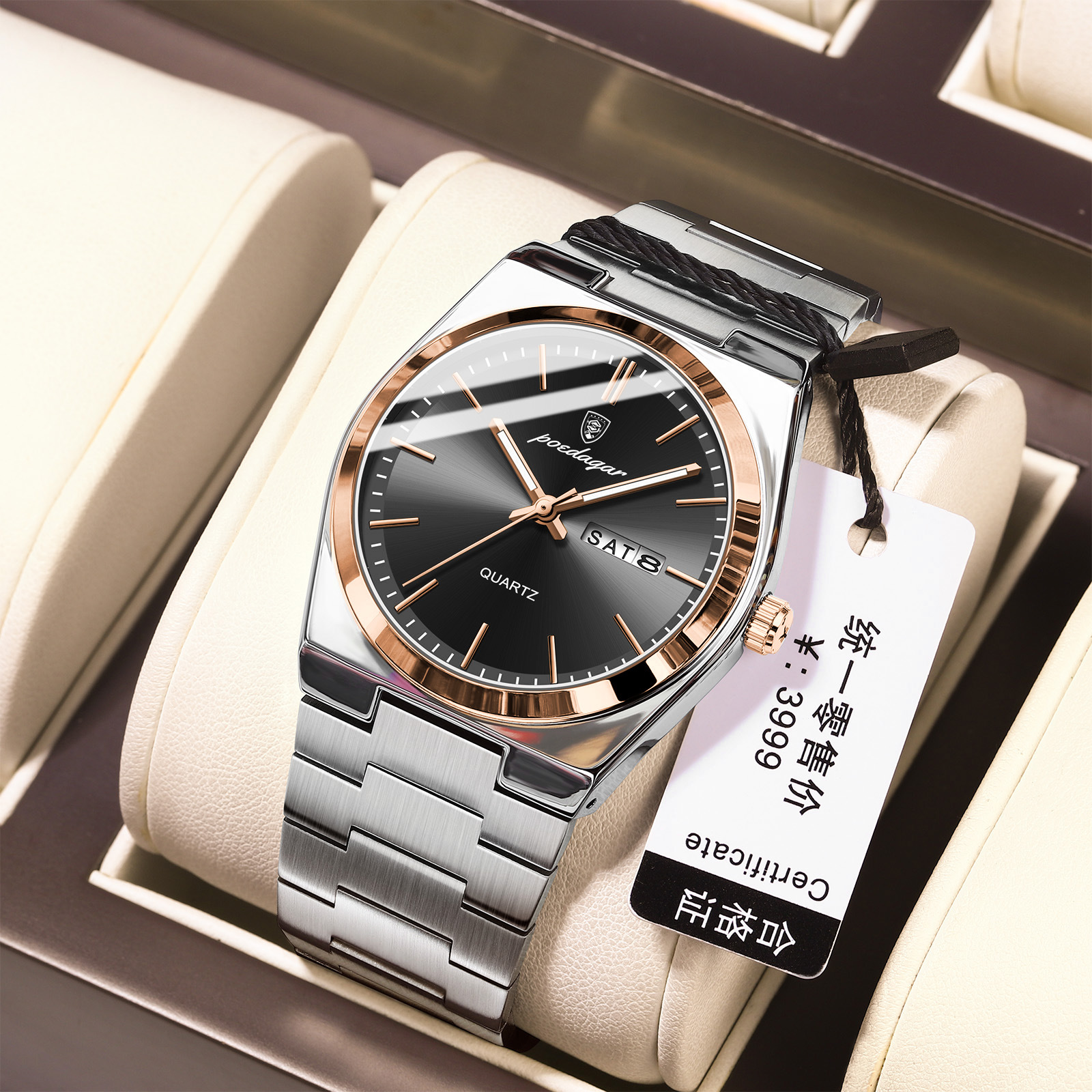 Slim Men's Quartz Watch with Luminous Hands