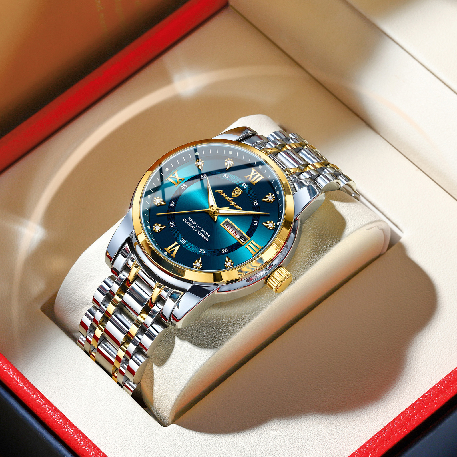 Men's Quartz Watch with Dual Date Display
