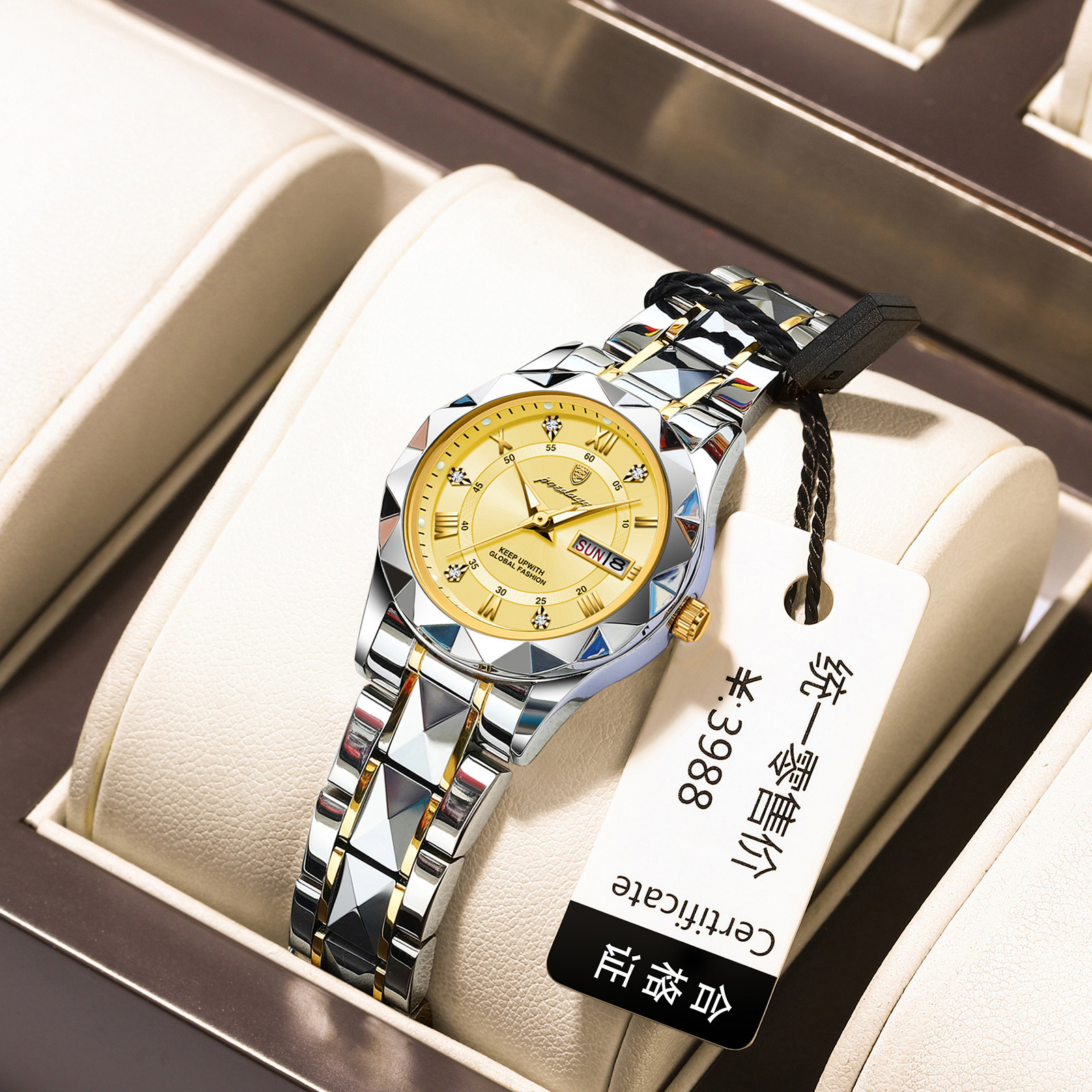 Women's Quartz Watch with Dual Date Display