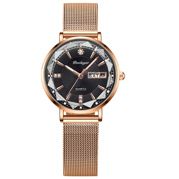 Women's Water-Resistant Quartz Watch with Dual Date