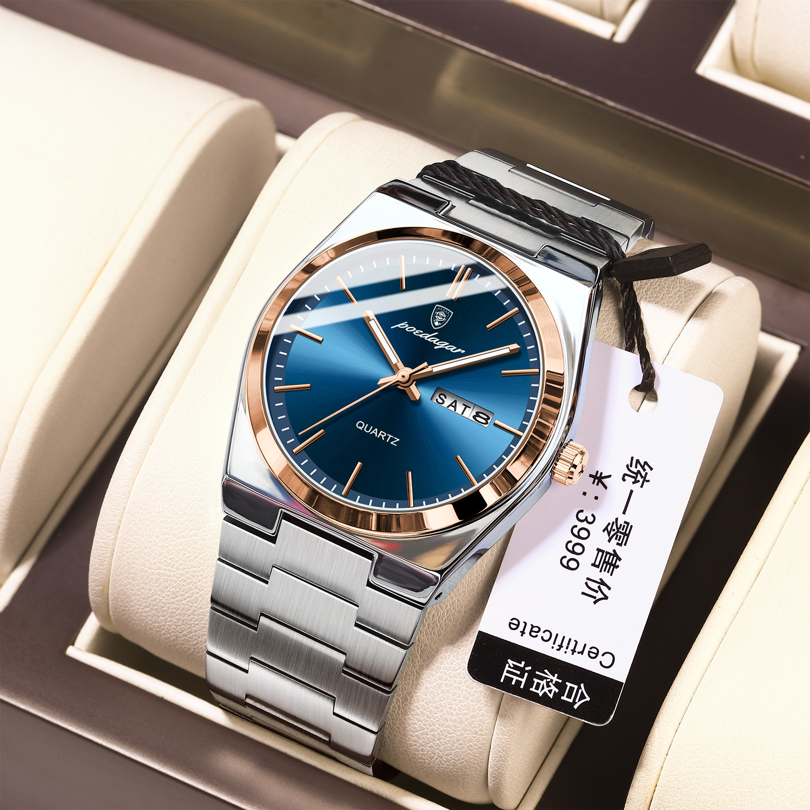 Slim Men's Quartz Watch with Luminous Hands