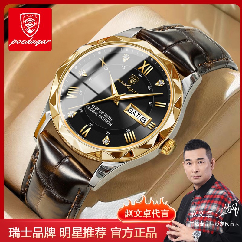 Luxury Men's Leather Strap Quartz Watch