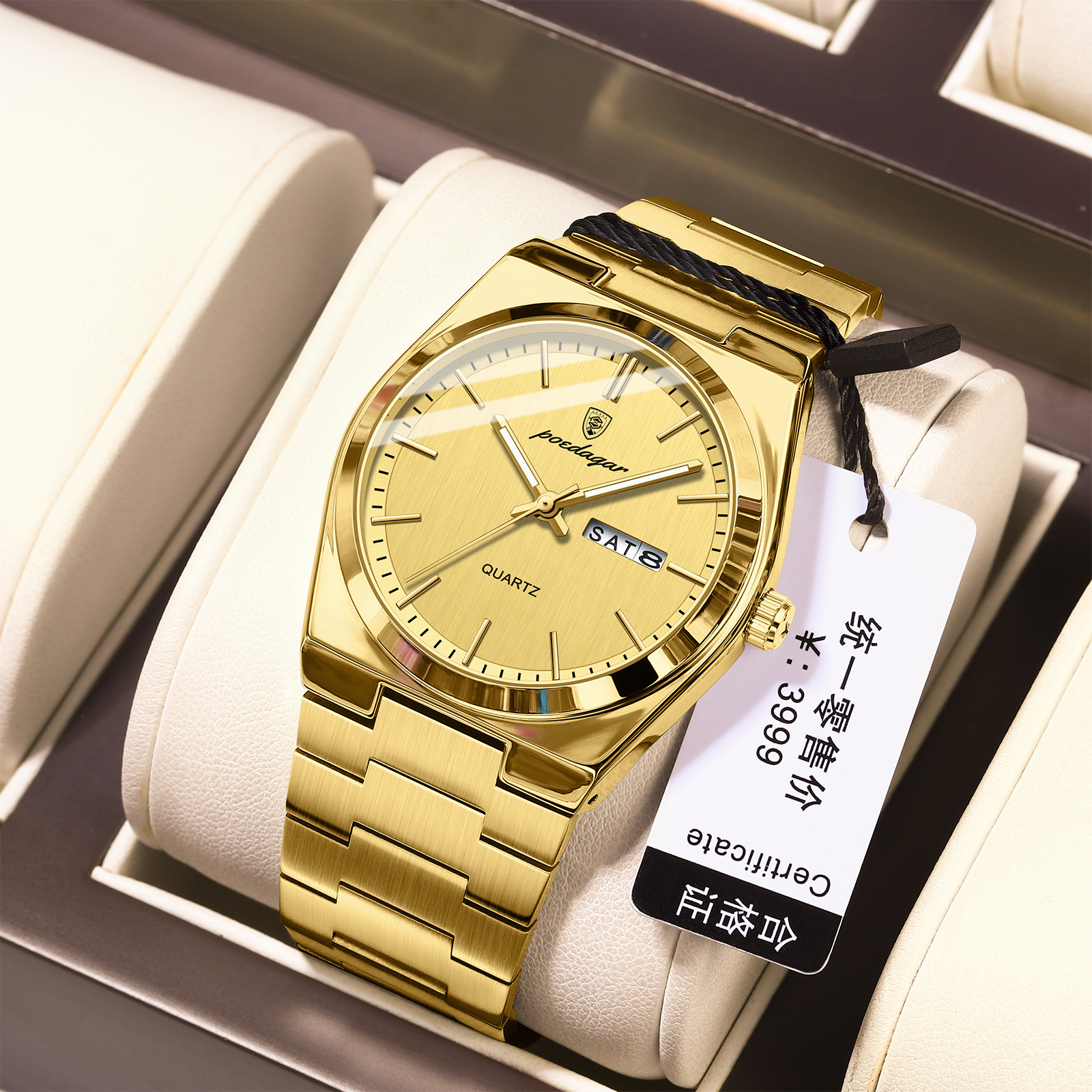 Slim Men's Quartz Watch with Luminous Hands