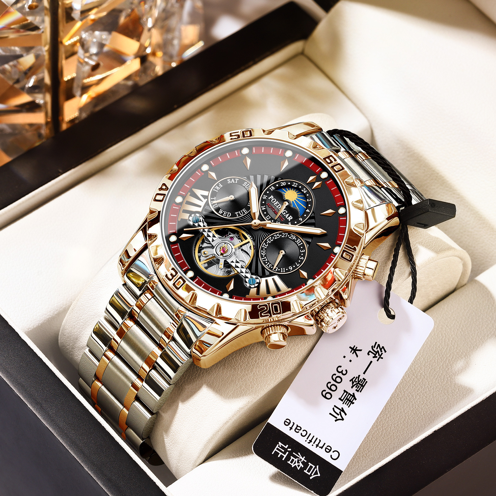 Automatic Men's Mechanical Watch with Luminous Hands