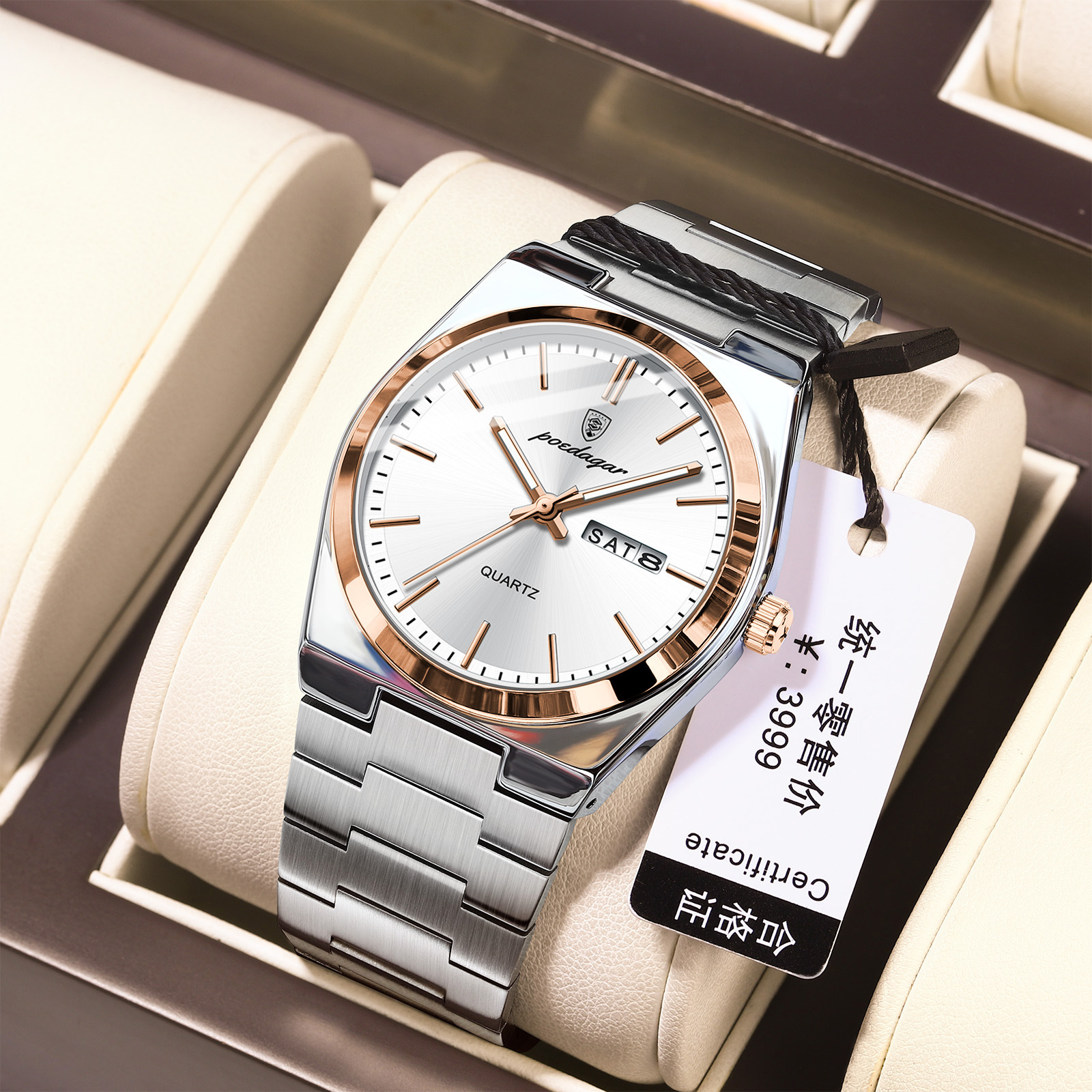 Slim Men's Quartz Watch with Luminous Hands