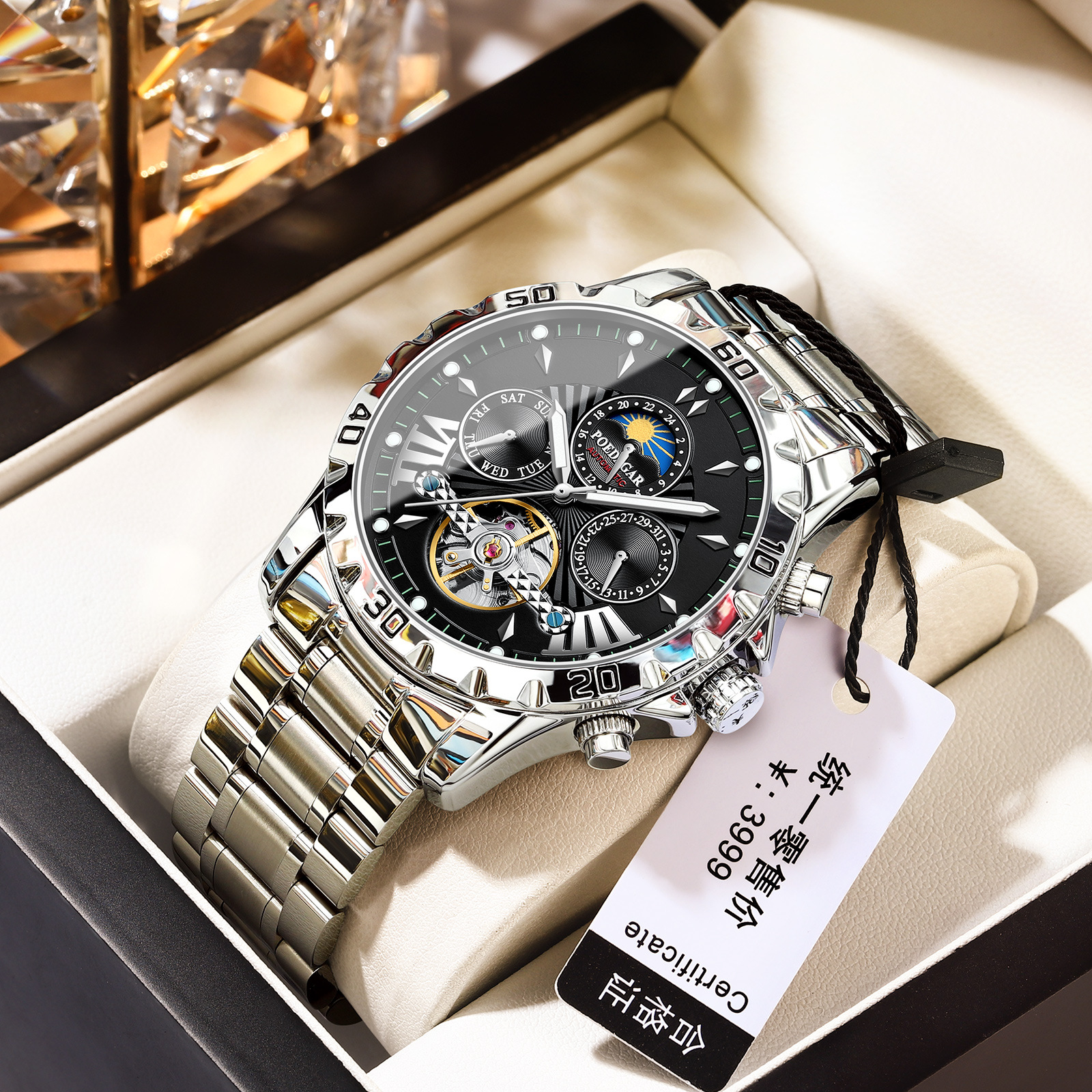 Automatic Men's Mechanical Watch with Luminous Hands