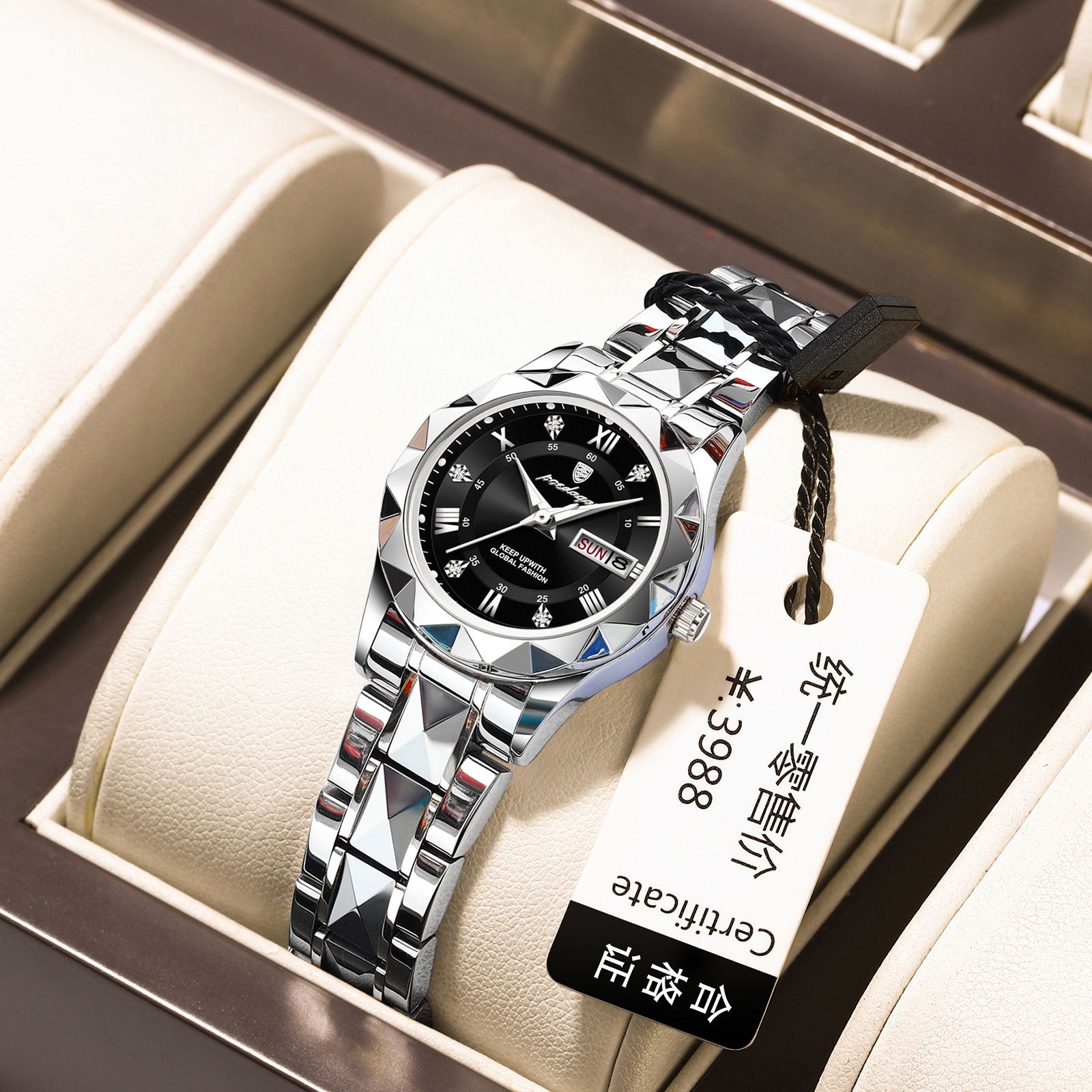 Women's Quartz Watch with Dual Date Display