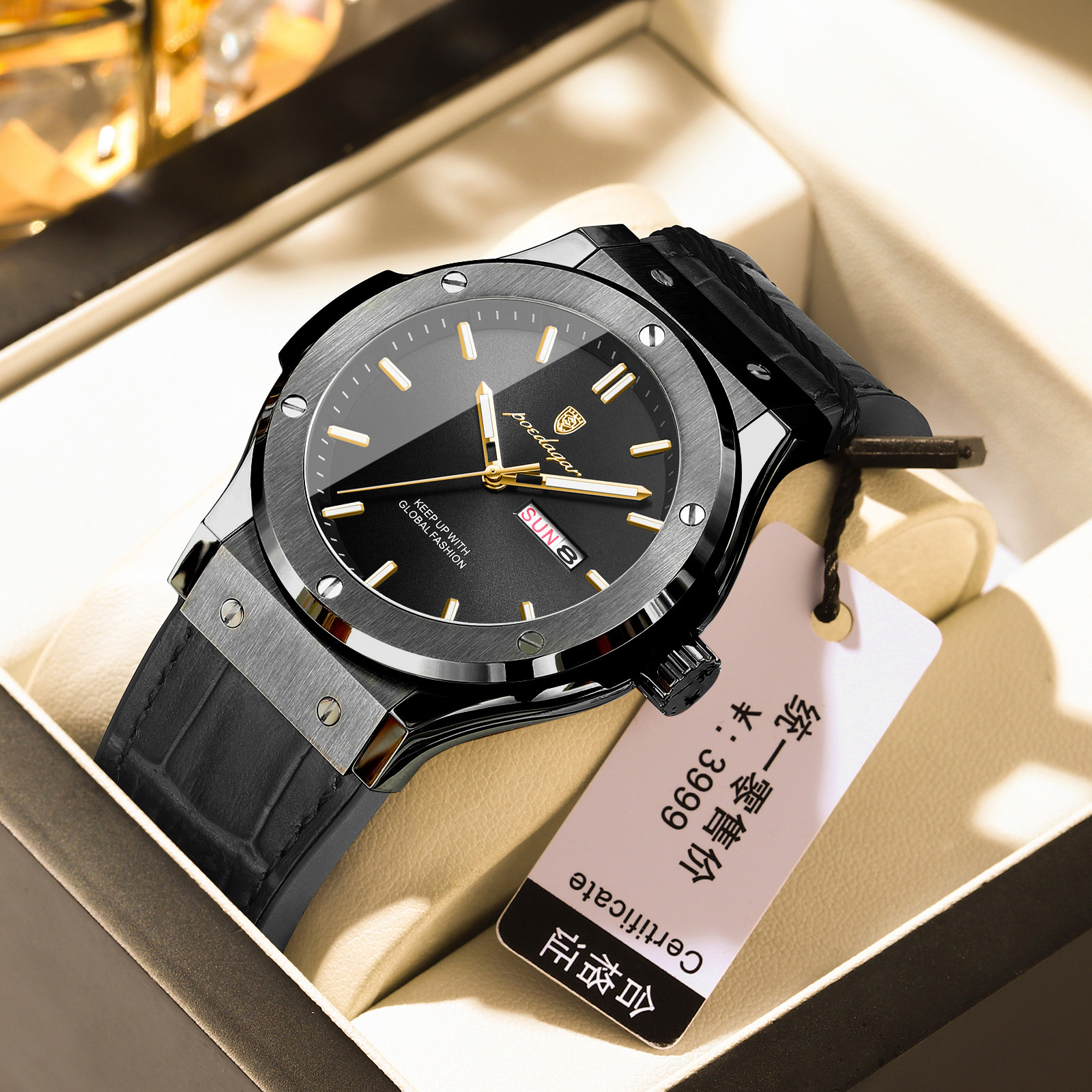 Men's Luxury Quartz Watch with Luminous Hands