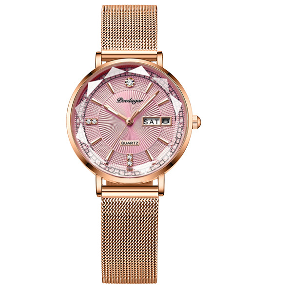 Women's Water-Resistant Quartz Watch with Dual Date
