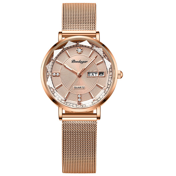 Women's Water-Resistant Quartz Watch with Dual Date